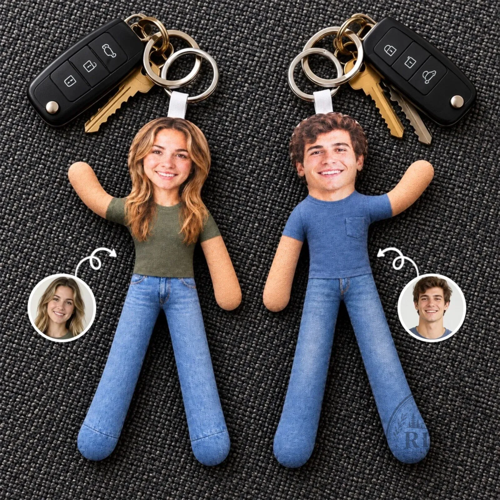 Personalized Photo Plush Doll Keychain Custom Couple Keepsake Gift