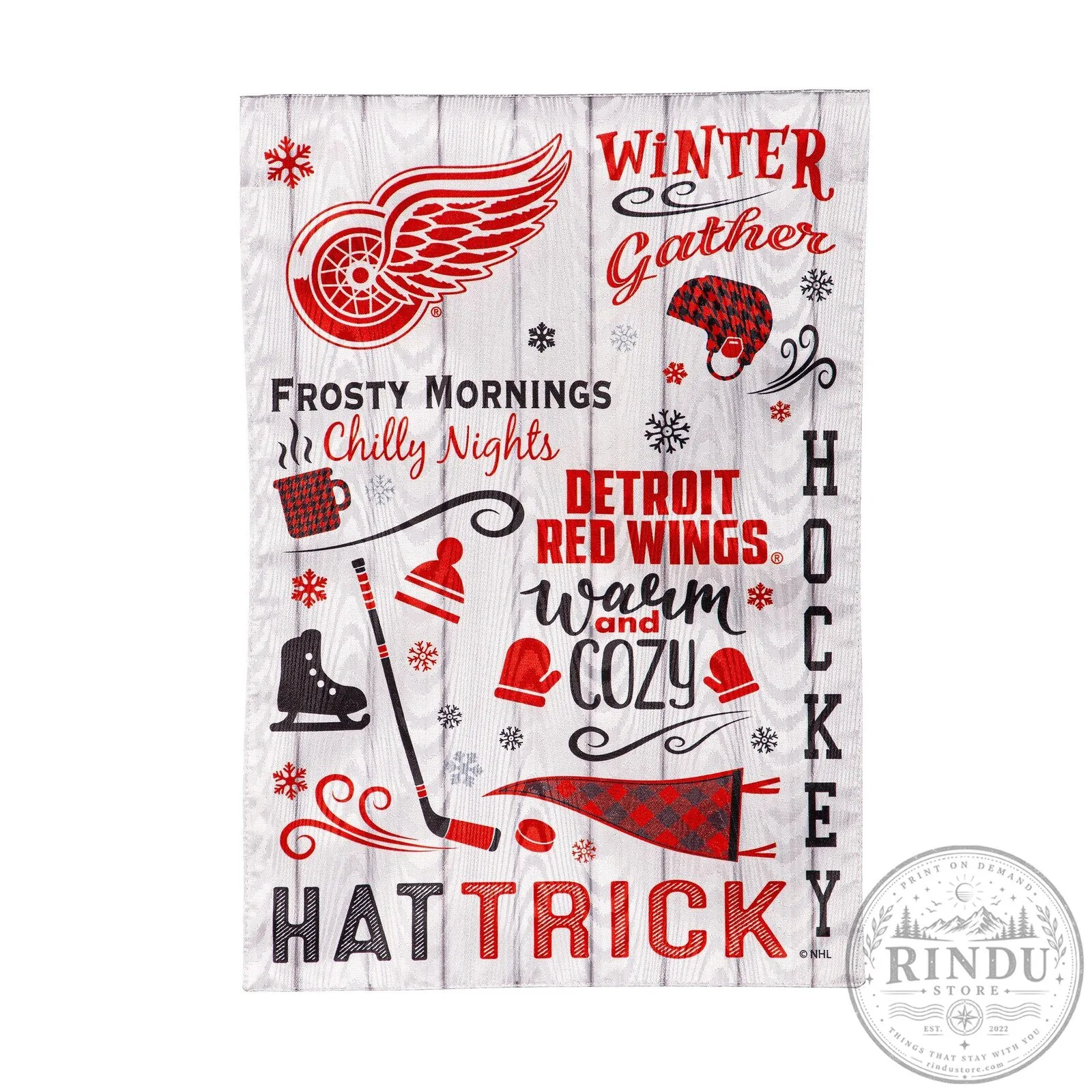 Detroit Red Wings Winter Hockey Frosty Mornings Warm And Cozy Garden Flag 5 Detroit Red Wings Winter Hockey Frosty Mornings Warm And Cozy Garden Flag